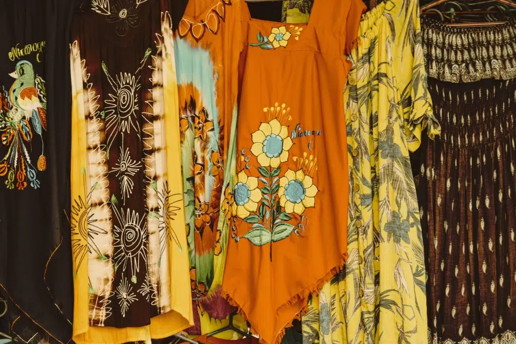 A collection of culturally influenced fashion pieces from different global traditions