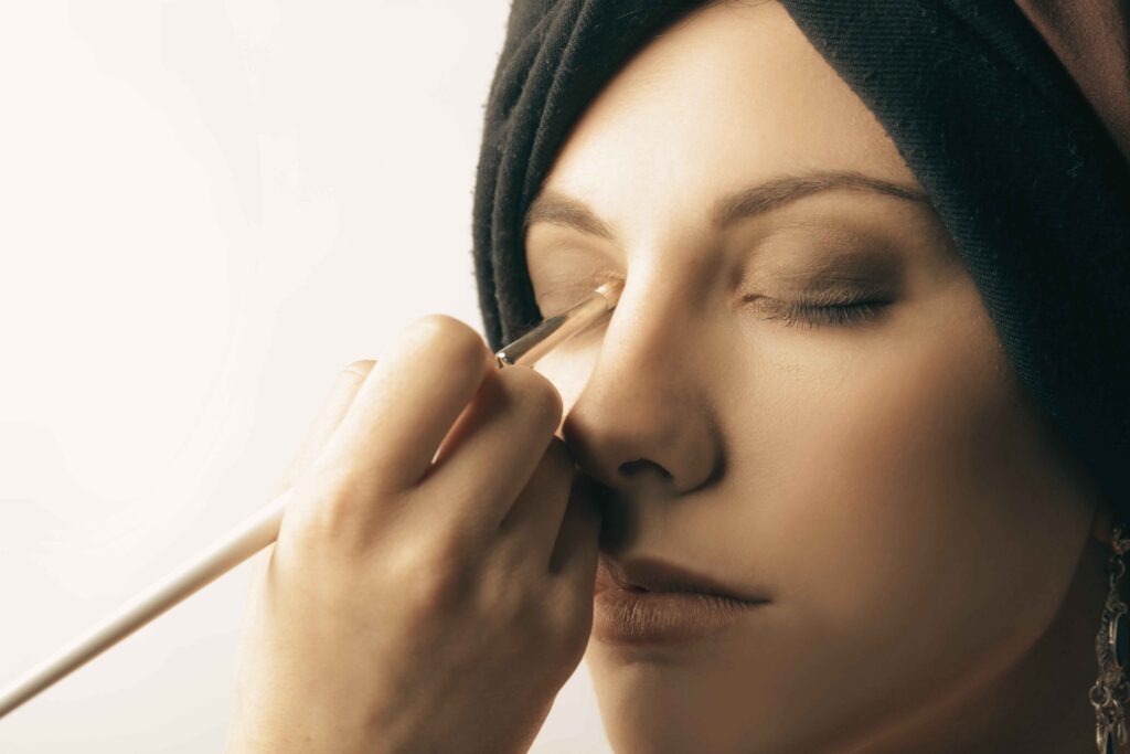Close-up of synthetic cruelty-free kabuki brush bristles