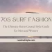 Retro coastal beach scene with surfboards illustrating 70s surf fashion for men and women