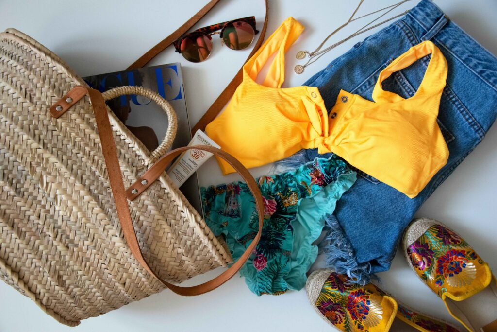 Summer outfits for women wardrobe staple essentials flat lay
