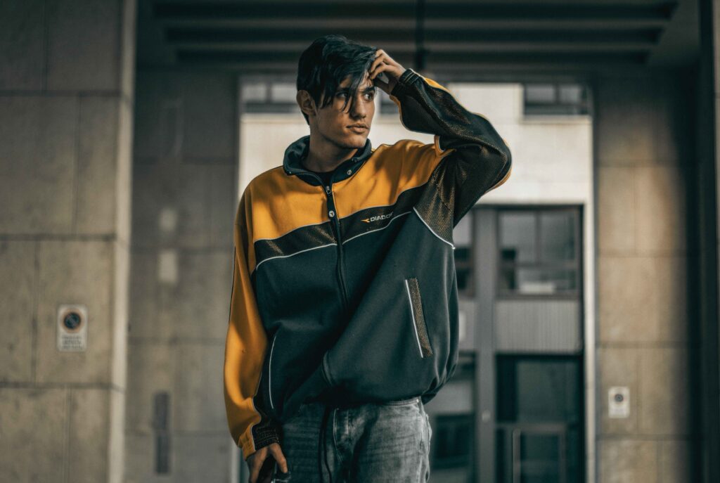 40's Tracksuit Style Guide: 8 Ways to Wear It Right 2 track jacket styled with tailored trousers for smart casual outfit over 40