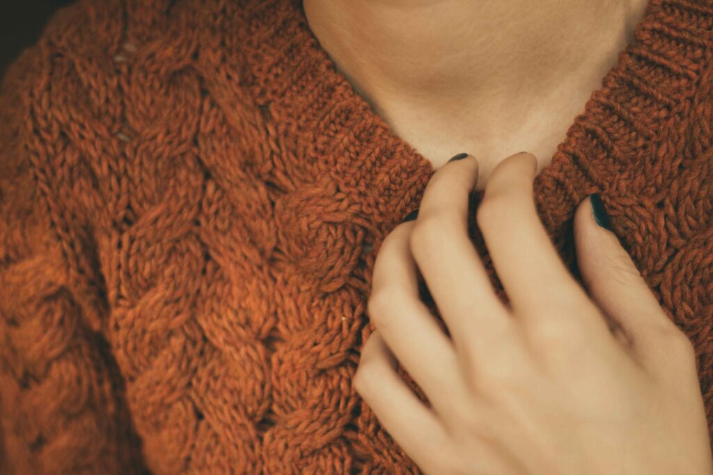 Blue B Collection rhinestone fringe sweater in cream and brown knit