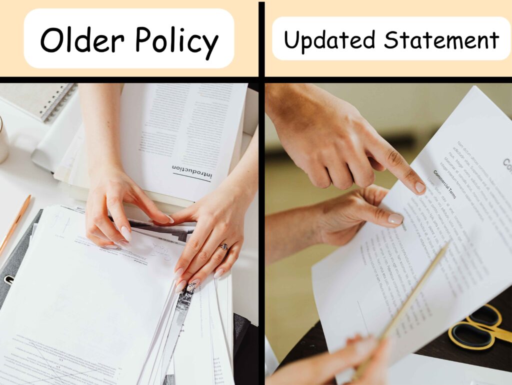 Timeline comparing Vanicream's older and updated animal testing policy language