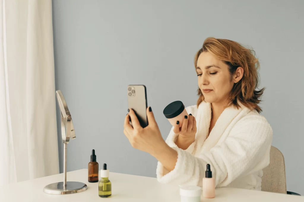 researching a brand's cruelty-free skincare certification before buying